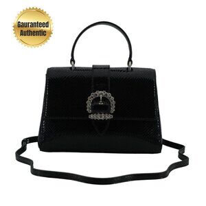 Jimmy Choo Black Leather Top Handle Shoulder Bag